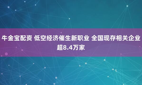 牛金宝配资 低空经济催生新职业 全国现存相关企业超8.4万家